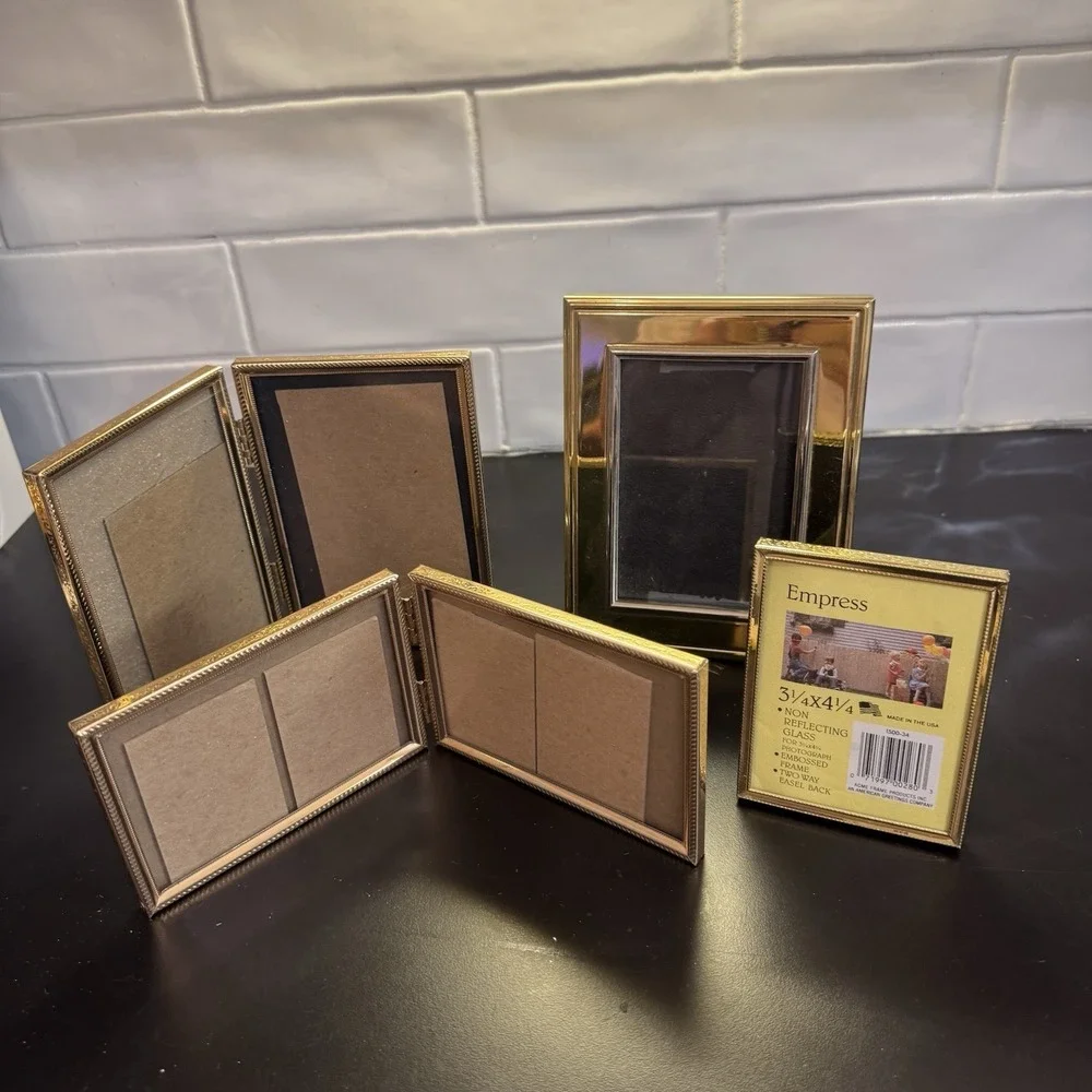 Vintage Mixed Lot Gold Tone Picture Frames 4 Frames Some Doubles